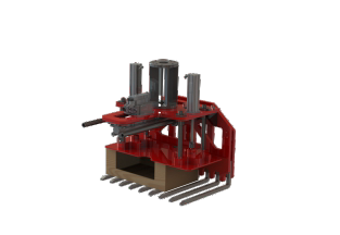 Robotic layer gripper attachment designed for automated palletizing, depalletizing, and material handling applications.