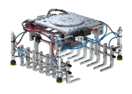 Vacuum gripper end-of-arm tool with multiple suction cups designed for robotic material handling and automated pick-and-place applications.