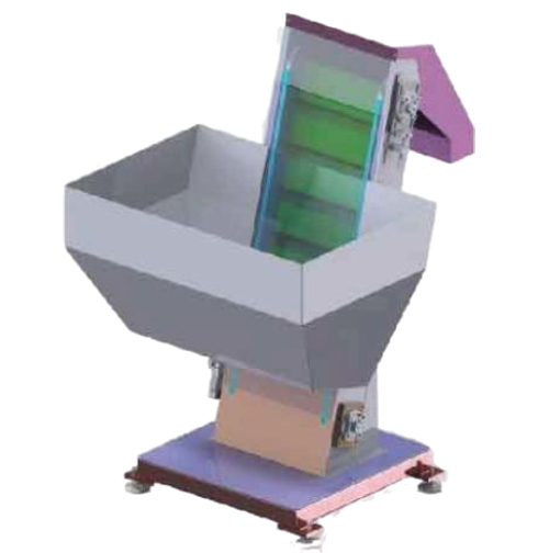 Cap elevator system used for automatically feeding plastic caps to capping and packaging machines.