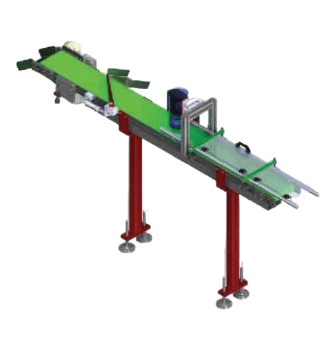Industrial conveyor system used for automated product handling and transportation in packaging and manufacturing lines.