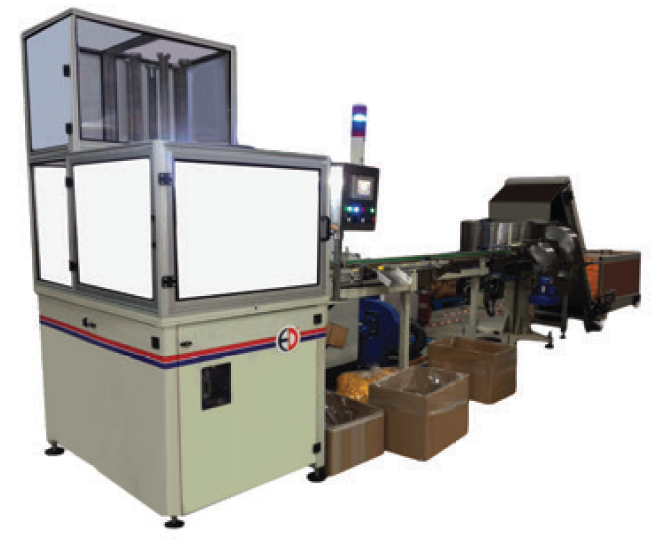 HSR 200 automatic wad inserting machine with cap feeding and liner insertion system for cap lining applications.