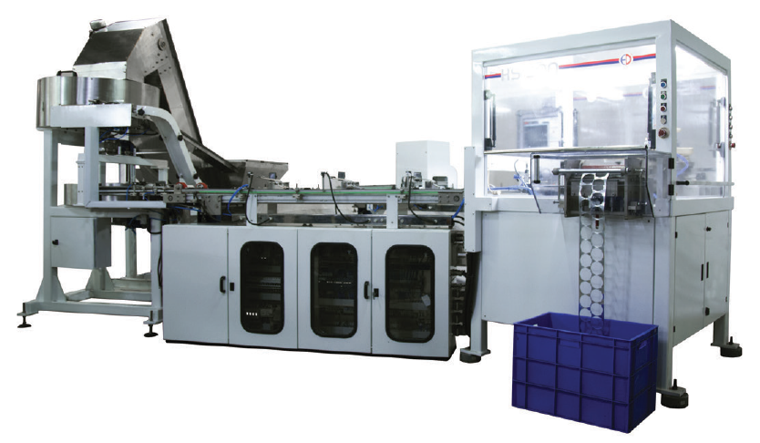 HSR 300 automatic wad inserting machine with cap feeding, wad insertion, and cap handling system for closure assembly applications.