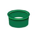 Green plastic closure insert designed for sealing, dispensing, or flow control applications in packaged products.