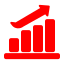 Upward growth chart icon representing increased productivity, business growth, and improved manufacturing performance.