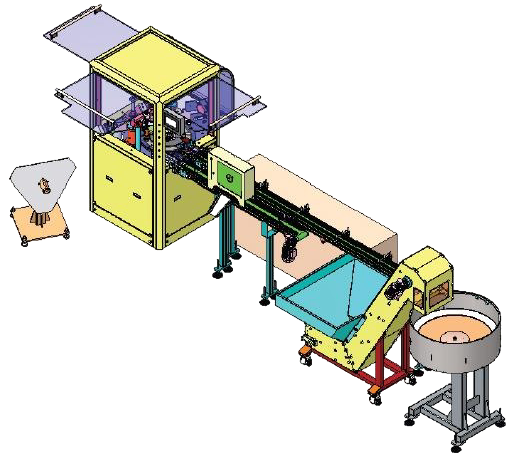 HSR 100 automatic wad inserting machine with cap feeding and liner insertion system for plastic cap assembly operations.